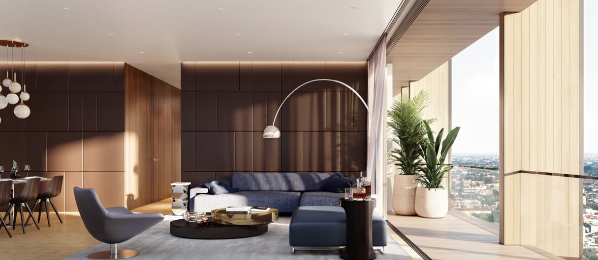 A luxurious bathroom with a marble finish