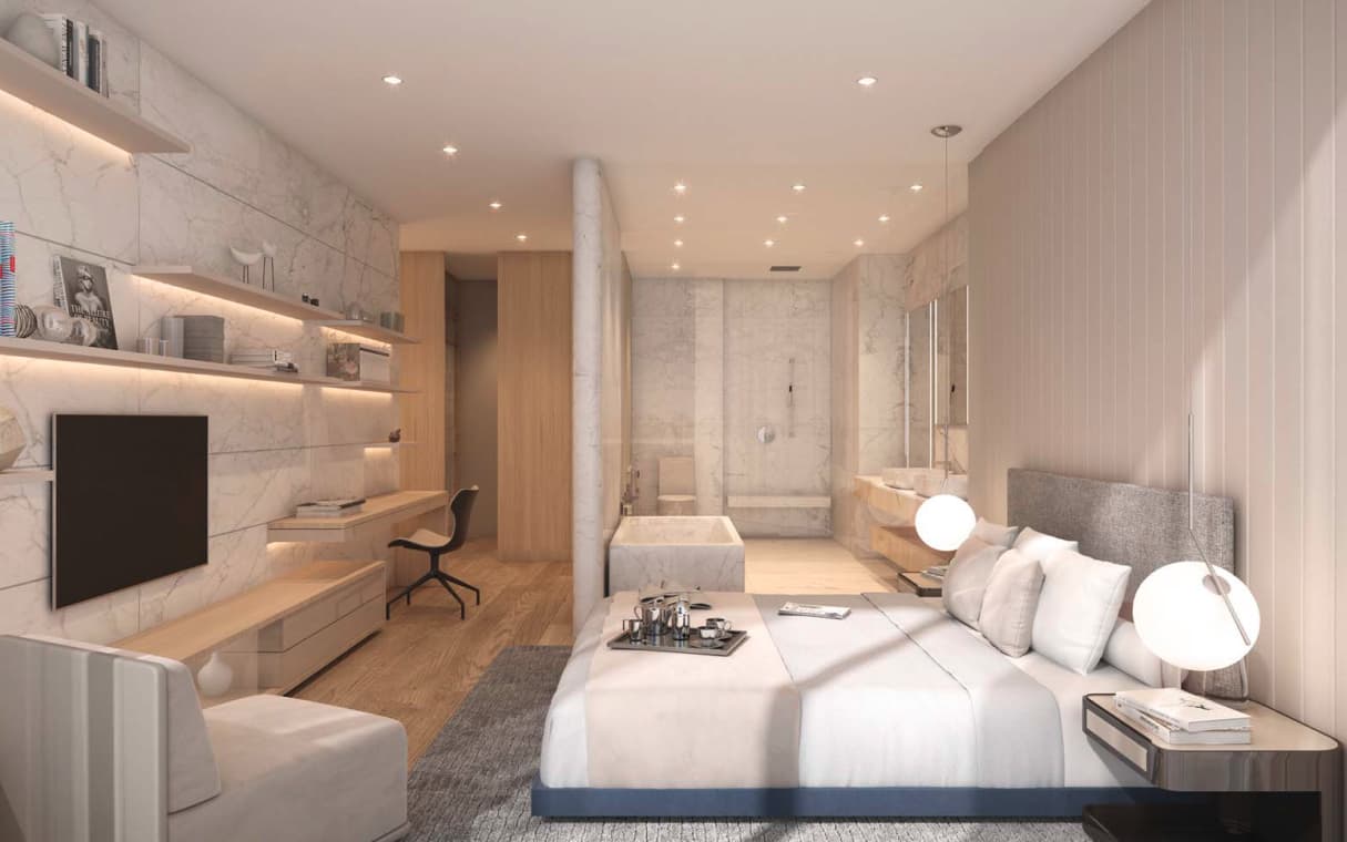 A private balcony overlooking the city